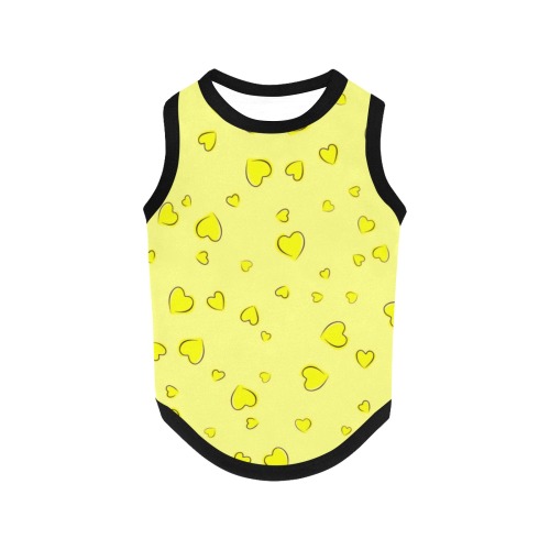 Yellow Hearts Floating on Yellow All Over Print Pet Tank Top
