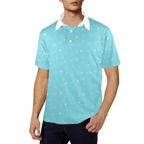 Fling Blue Men's All Over Print Polo Shirt (Model T55)