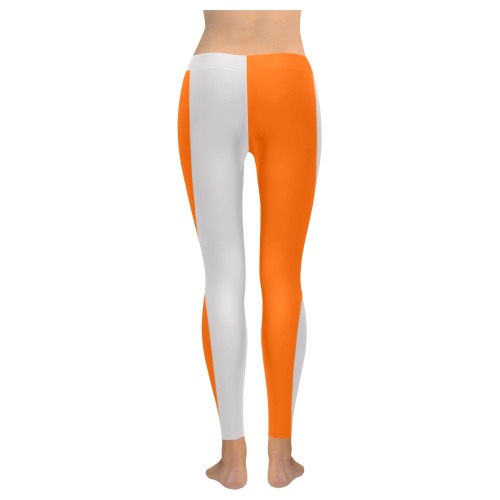 orangegreyhalf2 Women's Low Rise Leggings (Invisible Stitch) (Model L05)