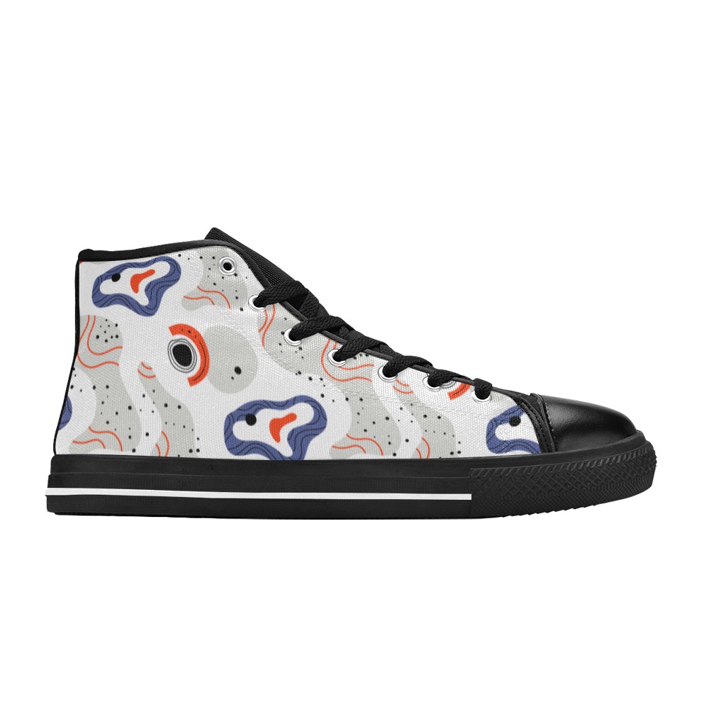 Elegant Abstract Mid Century Pattern High Top Canvas Shoes for Kid (Model 017)