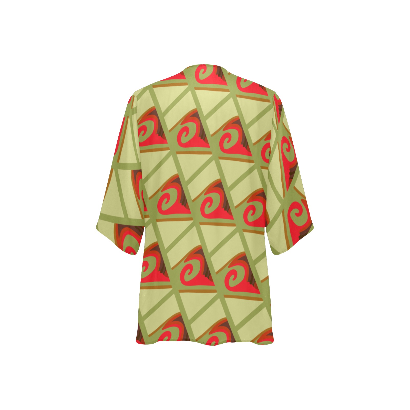 Retro spiral Women's Kimono Chiffon Cover Ups (Model H51)