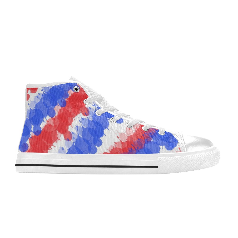 Red & Blue Bright Splatter Women's Classic High Top Canvas Shoes (Model 017)