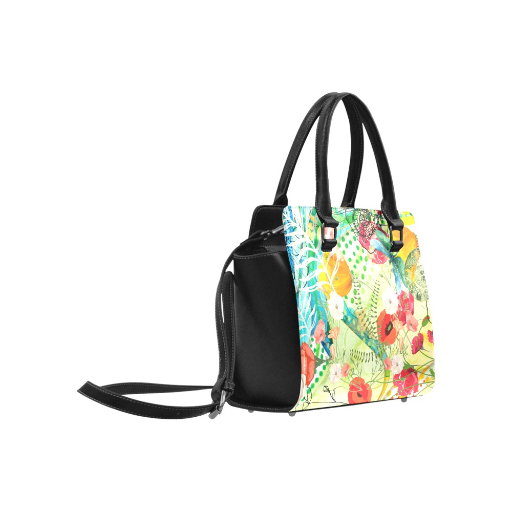 Poppies and Ferns Expanding Tote Classic Shoulder Handbag (Model 1653)