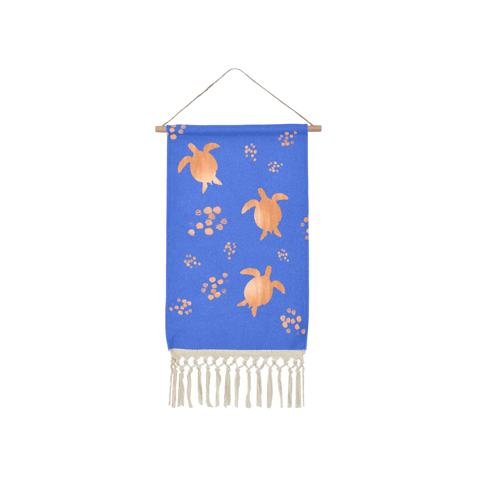 Sea Turtles on Blue Linen Hanging Poster