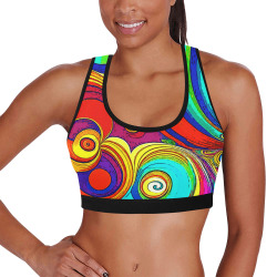 Colorful Groovy Rainbow Swirls Women's All Over Print Sports Bra (Model T52)