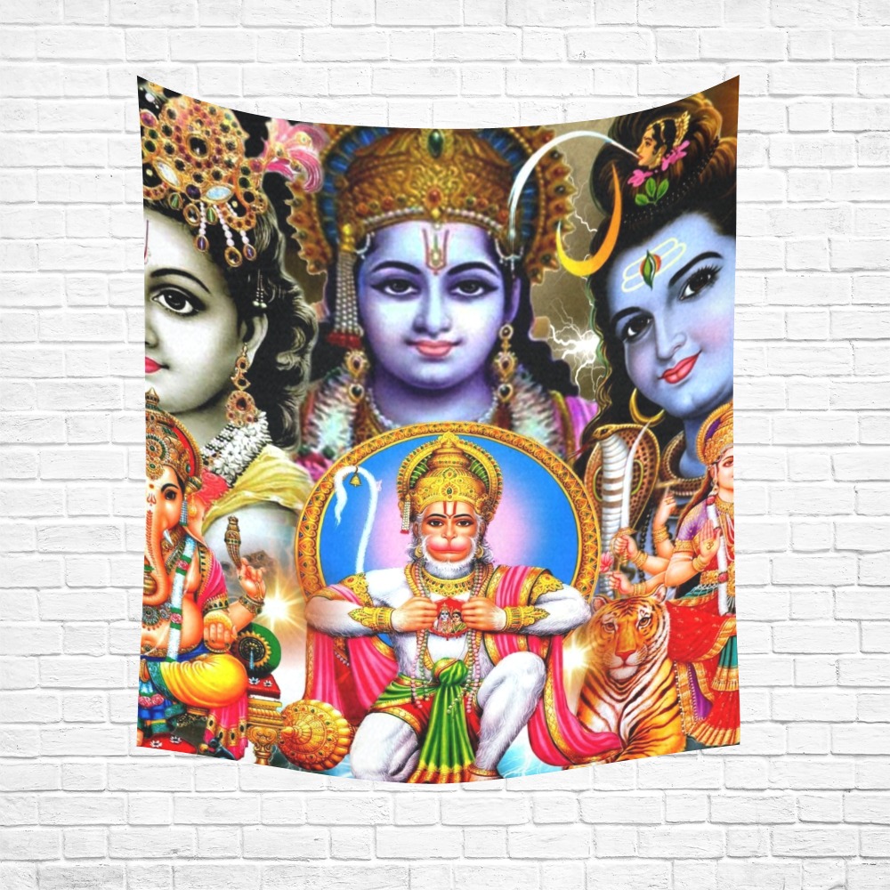 HINDUISM Cotton Linen Wall Tapestry 51"x 60"