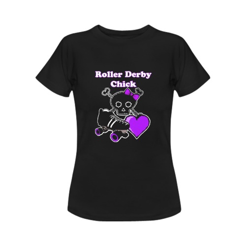 Roller Derby Chick (Purple) Women's T-Shirt in USA Size (Front Printing Only)