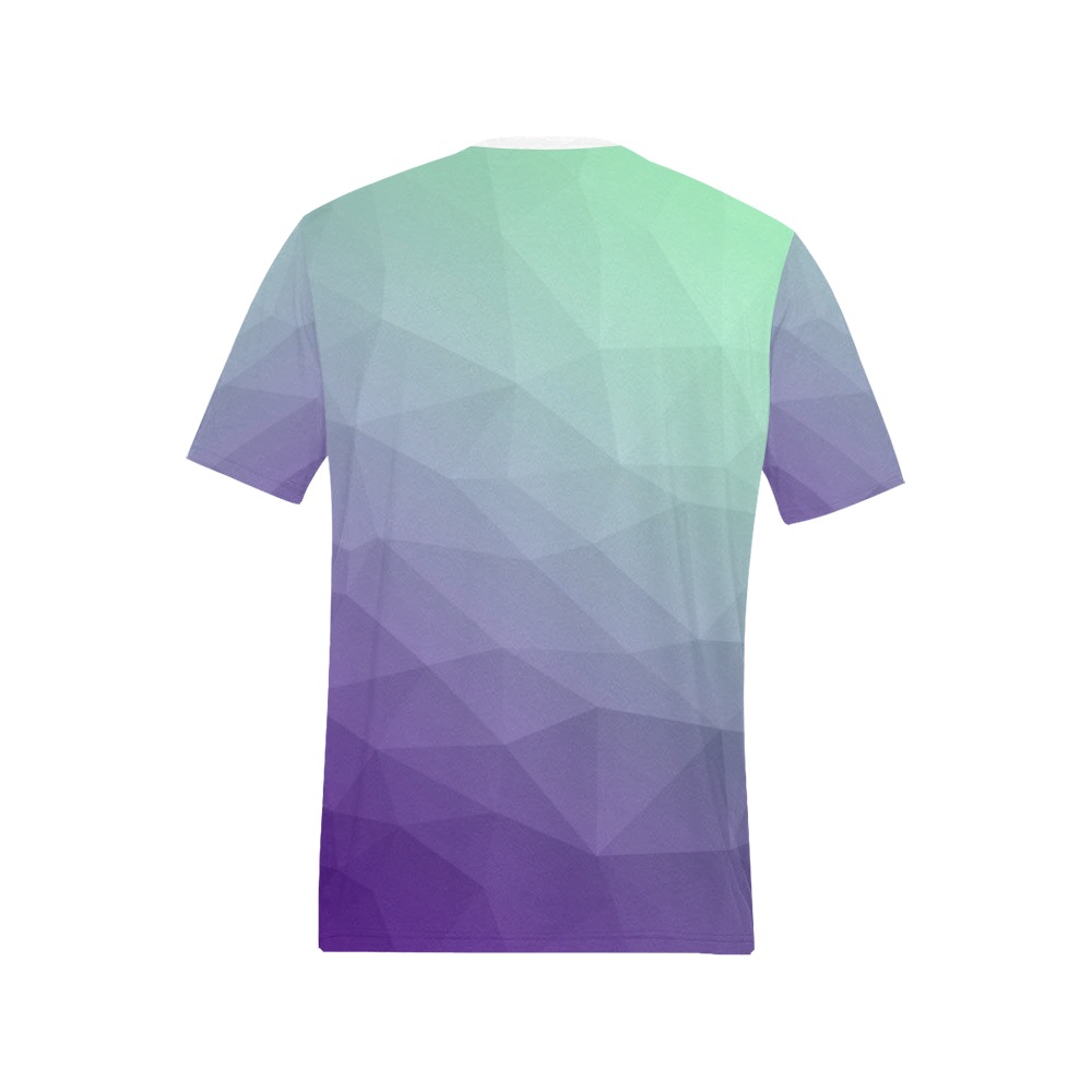 Purple green ombre gradient geometric mesh pattern Men's All Over Print T-Shirt (Solid Color Neck) (Model T63)
