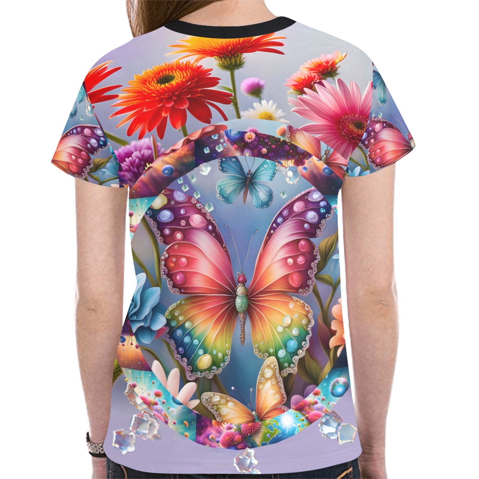 Flower Butterfly New All Over Print T-shirt for Women (Model T45)