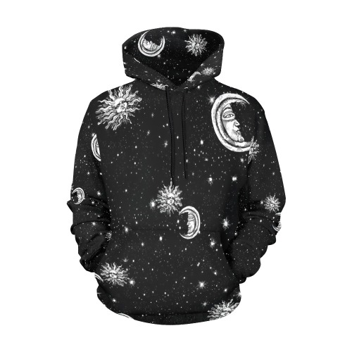 Stars Moon Sun in the Universe All Over Print Hoodie for Women (USA Size) (Model H13)
