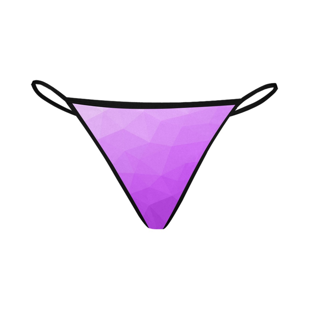 Purple gradient geometric mesh pattern Women's All Over Print G-String Panties (Model L35)