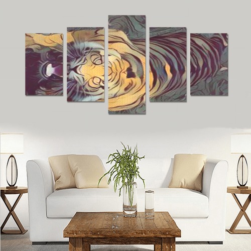 Tiger Color Painted Looking Up Canvas Print Sets C (No Frame)