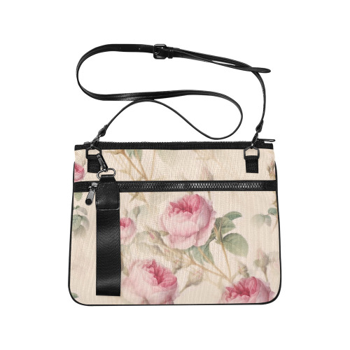 Vintage Pink Rose Garden Pattern Slim Clutch Bag (Model 1668)