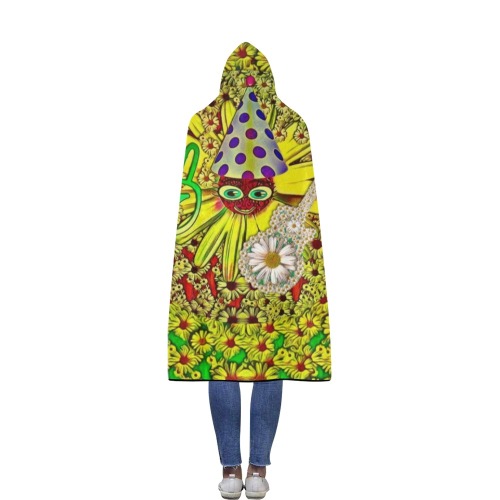 festive peace loving cartoon with a guitar Flannel Hooded Blanket 56''x80''