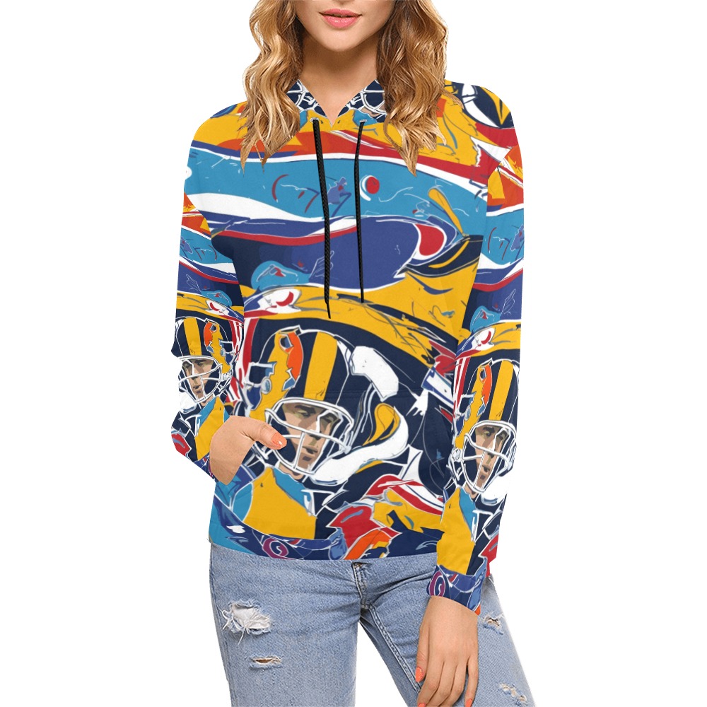American football champion colorful abstract art. All Over Print Hoodie for Women (USA Size) (Model H13)