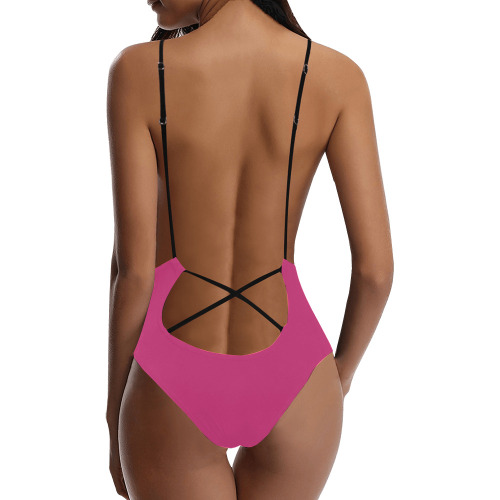 PINK Sexy Lacing Backless One-Piece Swimsuit (Model S10)