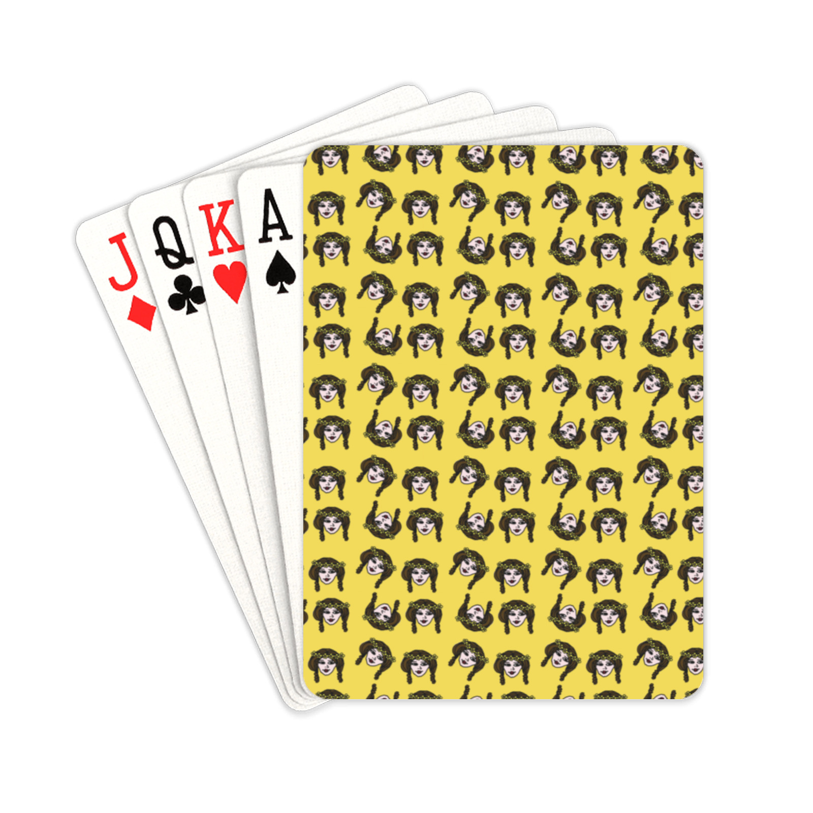 retro girl daisy chain pattern yellow Playing Cards 2.5"x3.5"