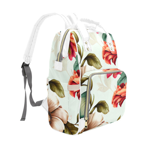 flowers botanic art (4) backpack Multi-Function Diaper Backpack/Diaper Bag (Model 1688)