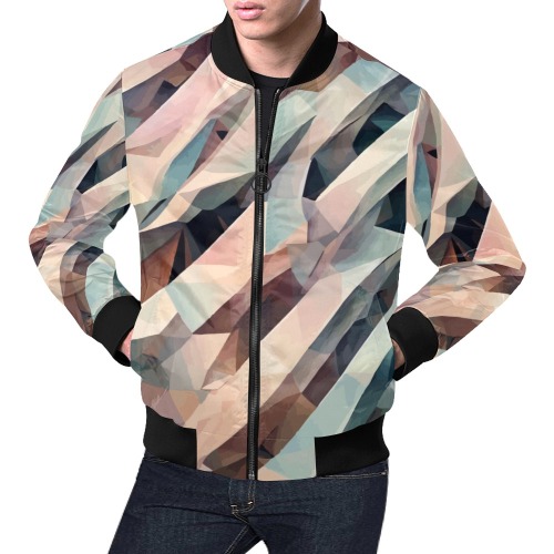 Diagonal abstract shapes. Quiet peach, blue colors All Over Print Bomber Jacket for Men (Model H19)