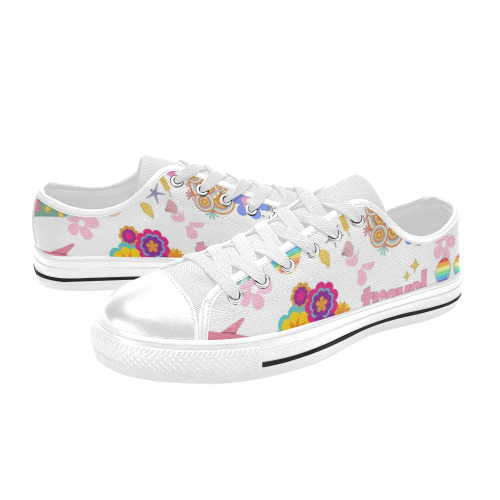 Hippie Summer Holiday Travel Vacation Artwork Design Women's Classic Canvas Shoes (Model 018)