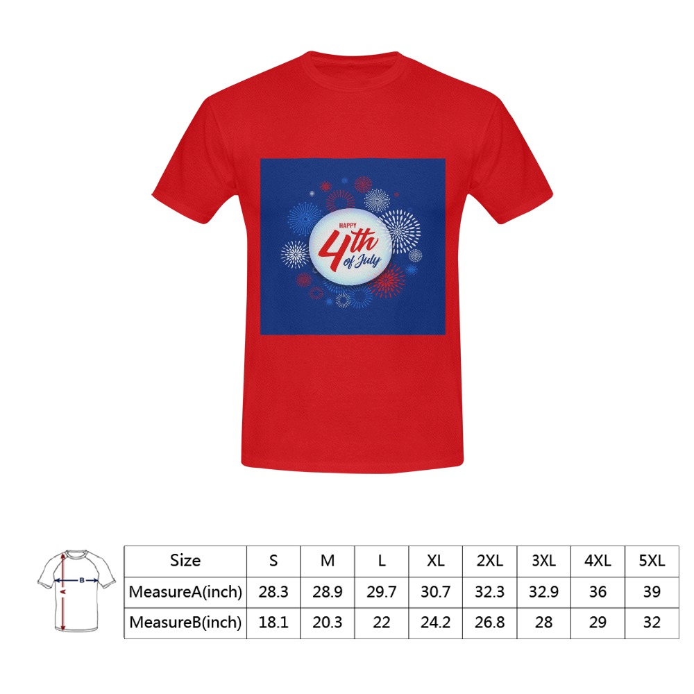 Happy 4th of July Men's T-Shirt in USA Size (Front Printing Only)