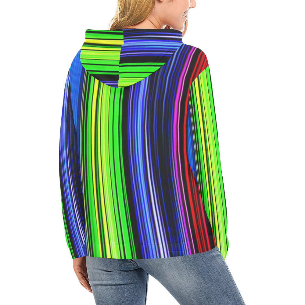 A Rainbow Of Stripes All Over Print Hoodie for Women (USA Size) (Model H13)
