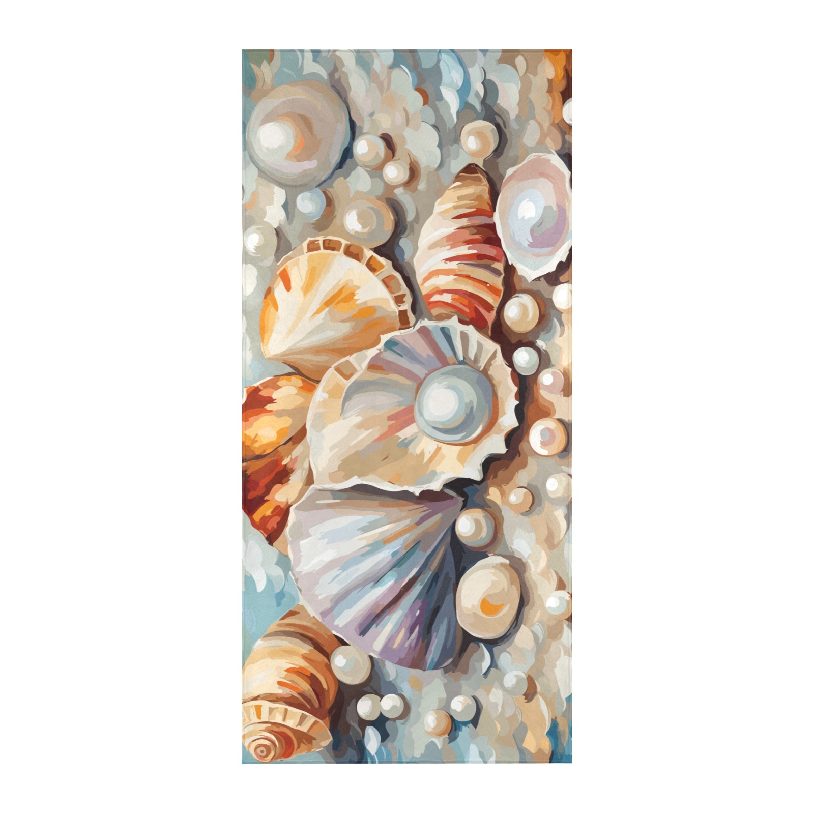 Fantasy of conches, shells, pearls. Pastel colors. Beach Towel 32"x 71"