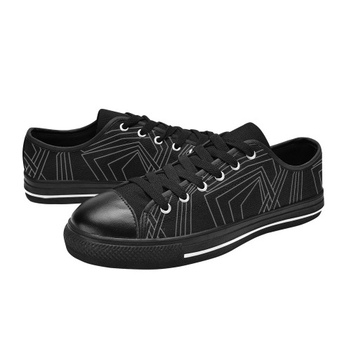 Black / White 8989 Men's Classic Canvas Shoes (Model 018)