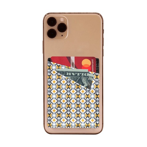 Retro Angles Abstract Geometric Pattern Cell Phone Card Holder