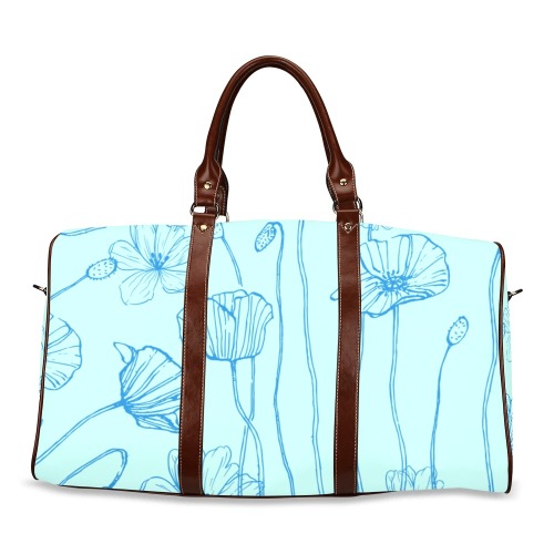 Blue Poppies Waterproof Travel Bag teal Waterproof Travel Bag/Large (Model 1639)