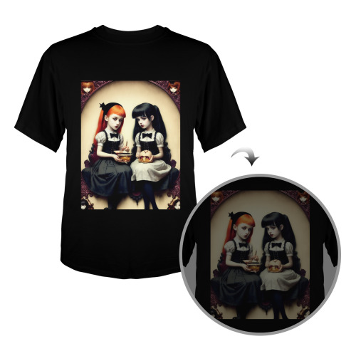 cute adorable gothic girls eating 6 Men's Glow in the Dark T-shirt (Front Printing)