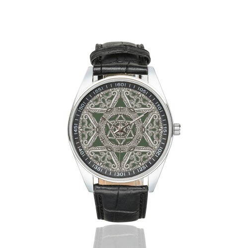 maguen mandala Men's Casual Leather Strap Watch(Model 211)