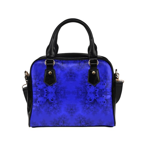 Midnight Blue Gardens Frost Fractal Shoulder Handbag (Model 1634)
