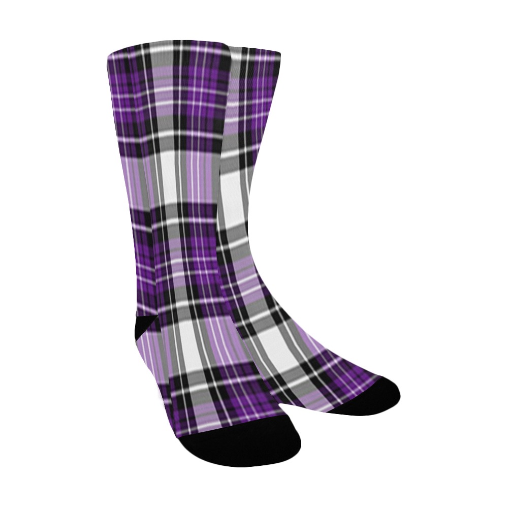 Purple Black Plaid Women's Custom Socks