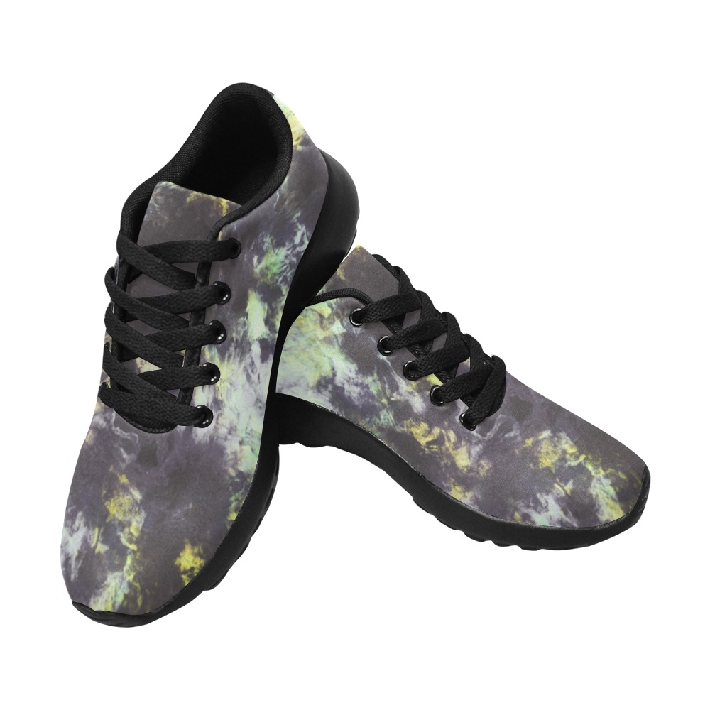 Green and black colorful marbling Women’s Running Shoes (Model 020)