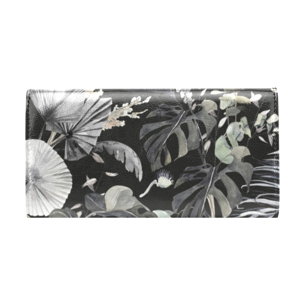 Watercolor dark jungle Women's Flap Wallet (Model 1707)