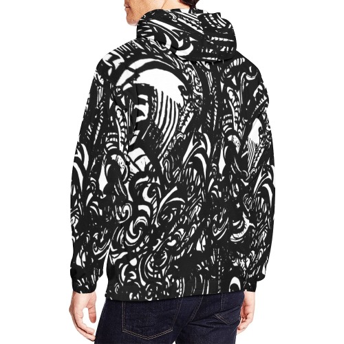 Black and white Abstract graffiti style hoodie All Over Print Hoodie for Men (USA Size) (Model H13)