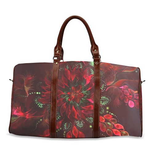 flower watercolor red Waterproof Travel Bag/Large (Model 1639)