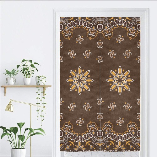 Bandanna Pattern Brown Door Curtain Tapestry