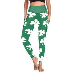 St Patricks Day Clover Women's All Over Print Leggings with Pockets (Model L56)
