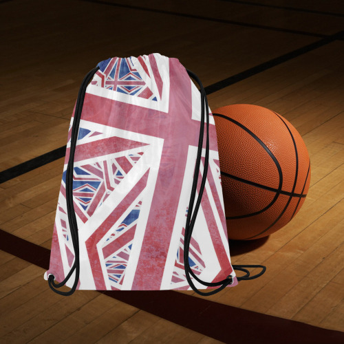 Abstract Union Jack British Flag Collage Medium Drawstring Bag Model 1604 (Twin Sides) 13.8"(W) * 18.1"(H)