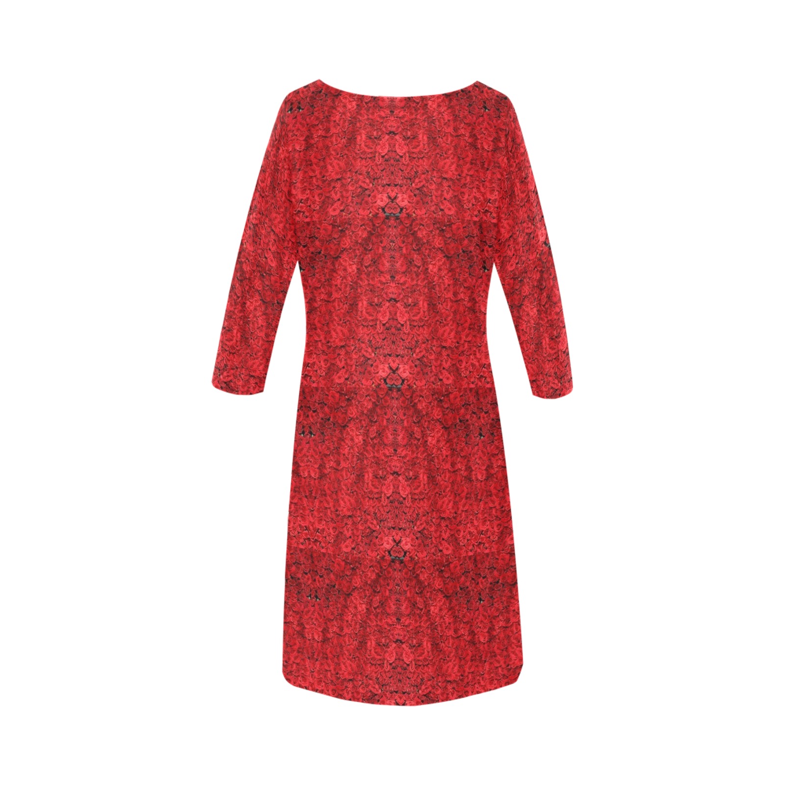 red roses Rhea Loose Round Neck Dress(Model D22)