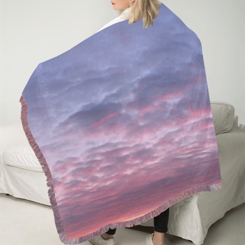 Morning Purple Sunrise Collection Ultra-Soft Fringe Blanket 30"x40" (Mixed Pink)