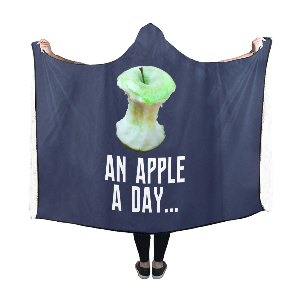 Green Apple Fruit Core Funny Humor Hooded Blanket 60''x50''