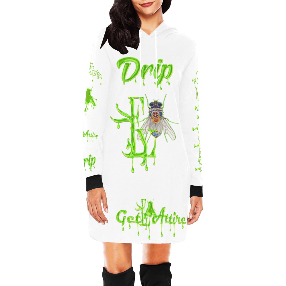 Drip Collectable Fly All Over Print Hoodie Mini Dress (Model H27)