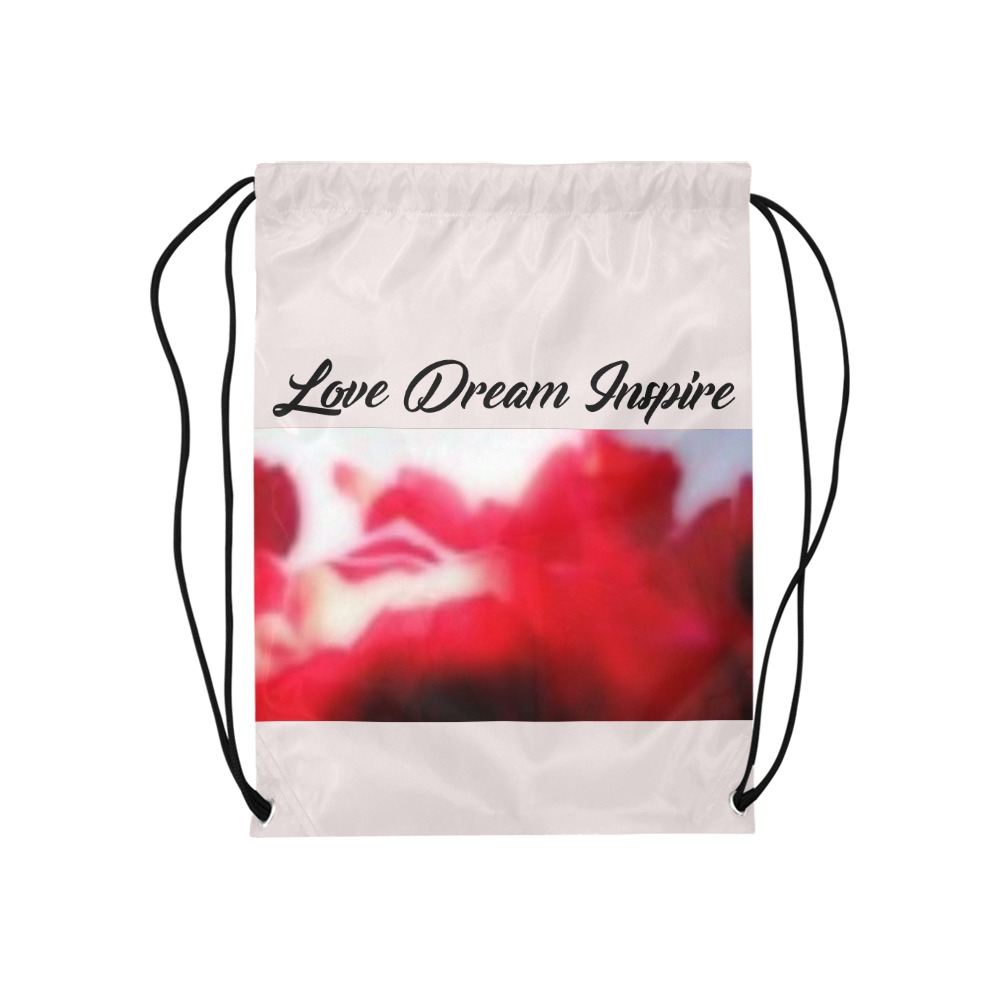 Ballet Pink: Red Roses #LoveDreamInspireCo Medium Drawstring Bag Model 1604 (Twin Sides) 13.8"(W) * 18.1"(H)