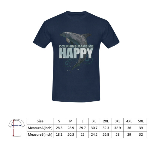 Dolphins Make Me Happy Men's T-Shirt in USA Size (Front Printing Only)