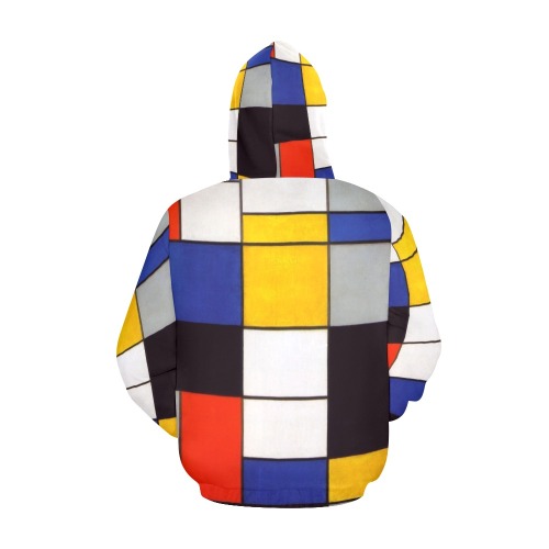 Composition A by Piet Mondrian All Over Print Hoodie for Men (USA Size) (Model H13)