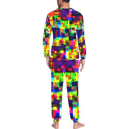 Cyberpunk Utopia Digital Pixel Glitch Men's All Over Print Pajama Set with Custom Cuff