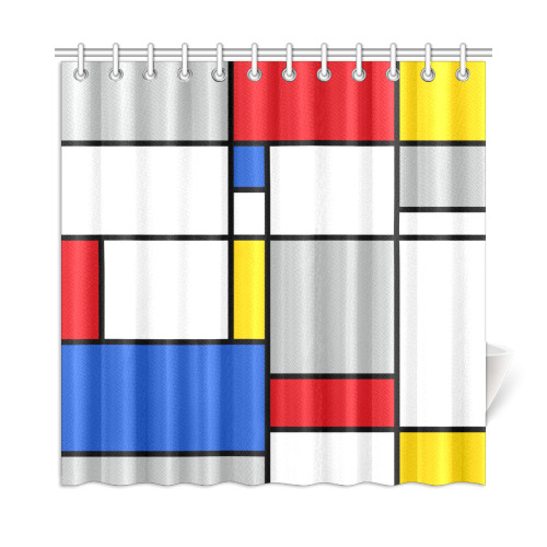 Geometric Retro Mondrian Style Color Composition Shower Curtain 72"x72"